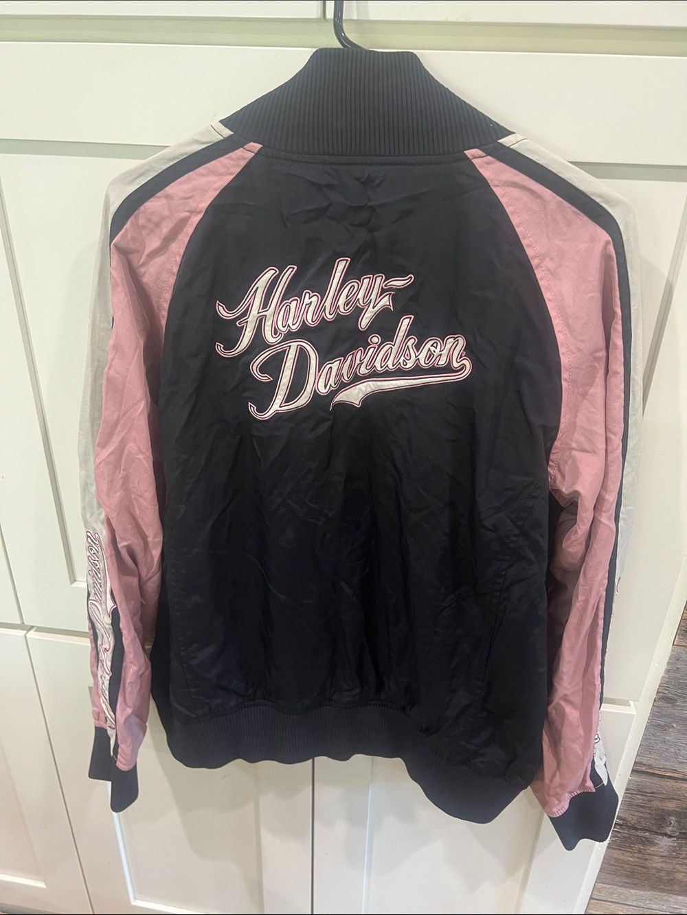 Harley Davidson Motorcycles Black/Pink Mesh lined Nylon jacket -Womens sz XL - Picture 8 of 8